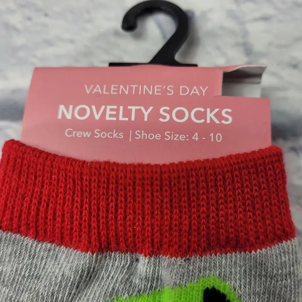 NWT Valentine T-Rex Heart You Are Dino-Mite Novelty Crew Socks size 4-10